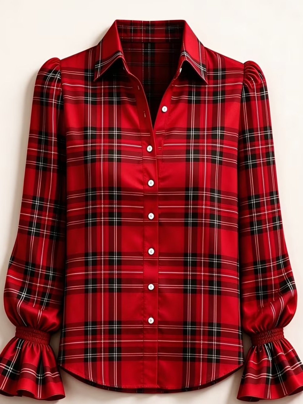 Women's Red Solid Blouse - Casual Versatile, Relaxed Fit Silhouette, Perfect - Picture 5 of 7